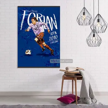Jalgpalli täht Forlan puitraam, Lõuend Teenetemärgi prindib lapsed elutuba Magnet Raamitud Home decor maali