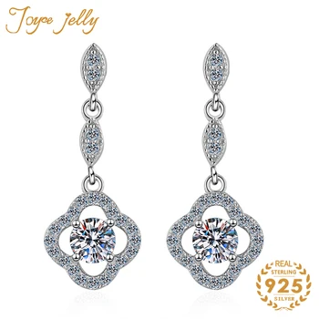 JoyceJelly Trendikas 925 Sterling Silver Tilk Kõrvarõngad naistele Mossanites Diamond Ristik Disain Mood Pulm Ehteid Hulgimüük