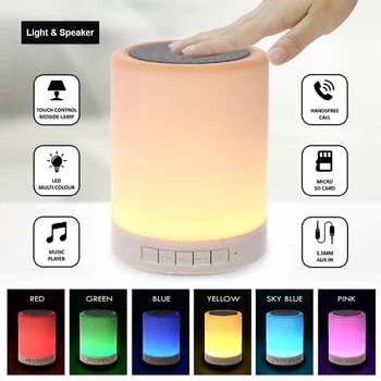 Juhtmevaba Bluetooth Kõlar Player Touch Pat Kerge Kaasaskantav Kõlar Värviline LED Night Light Öö Tabel Lamp Parem Maga