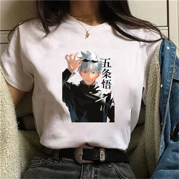 Jujutsu Kaisen Gojo Satoru Yuji Itadori Anime Suvine Top, t-Särk Streetwear Prindi Jaapani Kawaii Valge Naiste T-Särk Top Tees