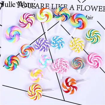Julie Wang 10TK Lollipop Candy Värvikas Lima Vaik polümeersavist Ripatsid, Nõidumine Telefon Decor Järeldused Ehteid Teha Tarvik