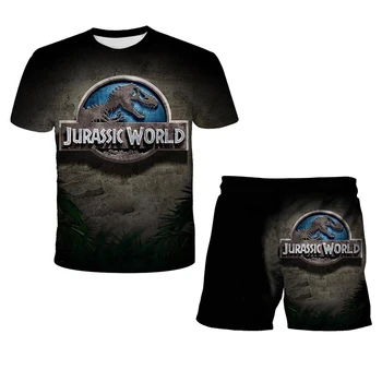 Jurassic World Suvel Kostüümid puhul Lapsed Poisid 2-osaline Komplekt, Lühike Varrukas T-Särk ja Püksid Cartoon Prindi