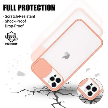 Jäätunud Case For iPhone 11 12 Pro Max X XS XR, Xs Slaidi Kaamera Objektiivi Kaitse Kerge Anti-Kollane Case for iPhone 12