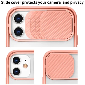 Jäätunud Case For iPhone 11 12 Pro Max X XS XR, Xs Slaidi Kaamera Objektiivi Kaitse Kerge Anti-Kollane Case for iPhone 12