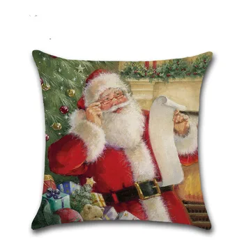 Jõulud Armas Koer Prindi Padi Cartoon Santa Claus Muster Diivan Kodu Sisustamiseks Pehme Padi Juhul 45x45cm