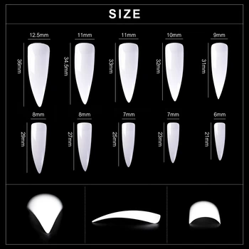 KADS 500 pcs False Nail Tips Big Stiletto Fake Nails Nail Art Tools Accessories for Nail Extension with Gel Polish Clear Natural