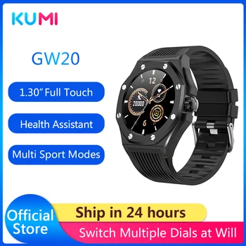 KUMI GW20 Kerge Luksus Meeste Äri Smartwatch Mood Sport Sport Roostevabast Terasest korpus Silikoonist Rihm Smart Watch Käekell 161876