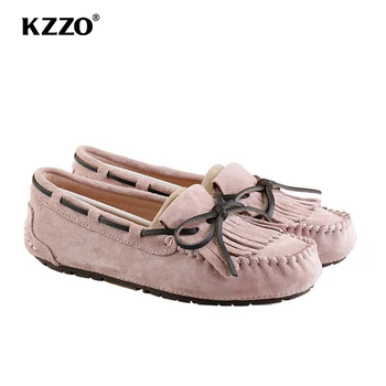 KZZO saabuvad Uued Kvaliteetsed kevad-suve Mood Naiste Korterid Ehtne Nahk Moccasins Vabaaja mokassiinkingad Hingav Sõidu kingad