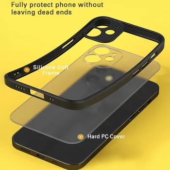 Kaamera Kaitse Telefoni Case For iPhone 11 12 Pro Max Mini Luksus Läbipaistev Matt Katab Kõva Kest 14262