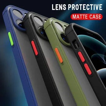 Kaamera Kaitse Telefoni Case For iPhone 11 12 Pro Max Mini Luksus Läbipaistev Matt Katab Kõva Kest