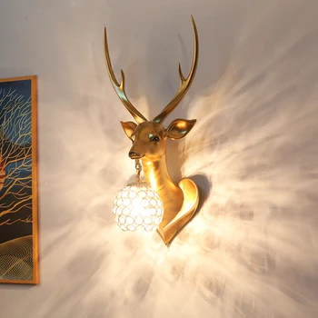 Kaasaegne Crystal Wall Lamp Ameerika Vaik Hirve pea Seina Lambid elutuba, Magamistuba Põhjamaade Home Decor E27 Seina Valgustid