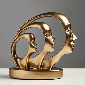 Kaasaegne ja Abstraktne Kuldne inimese nägu Teenetemärgi Loominguline Kodus Ornament Joonis Room Office desktop Decor kingitus kuju laua Skulptuur