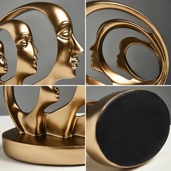Kaasaegne ja Abstraktne Kuldne inimese nägu Teenetemärgi Loominguline Kodus Ornament Joonis Room Office desktop Decor kingitus kuju laua Skulptuur