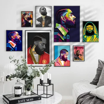 Kaasaegne ja Abstraktne Nipsey Hussle Räppar Hip-Hop Muusika Plakat ja Pildid Seina Art Pilt Lõuendile Maalimine elutuba Home Decor