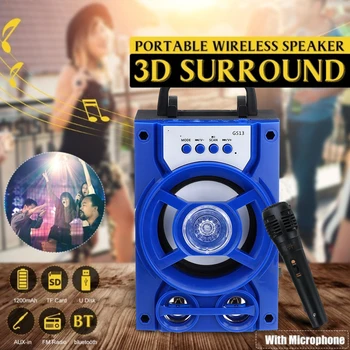 Kaasaskantav Bluetooth Kõlar Koos Mikrofoni Värvikas LED Laetav Pool Karaoke Masin Toetab TF-Kaardi/USB FM