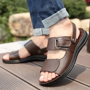 Kahesuguse kasutusega sussid 2021 suve kingad meeste sandaalid nahkades mugav tahke korterid platvorm vabaaja sandaalid mees, kingad, kõrge kvaliteet