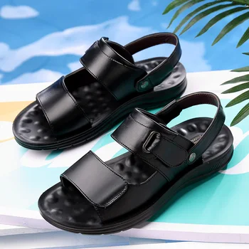 Kahesuguse kasutusega sussid 2021 suve kingad meeste sandaalid nahkades mugav tahke korterid platvorm vabaaja sandaalid mees, kingad, kõrge kvaliteet