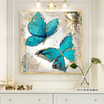Kaks Sinist Butterfuly õlimaal Lõuendil Maali Cuadros Plakatid, Print Seina Kunst elutuba Home Decor (raamita)