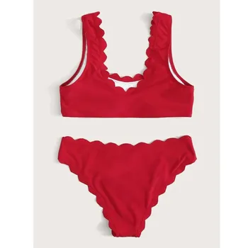 Kaks Tükki Seksikas Bikinis Tahke Push-Up Bikiinid 2021 Uus Disain Polsterdatud Rinnahoidja Paelad Kõrge Vöökoht Ujumistrikoo Naiste Ujumisriided Naiste Biquini