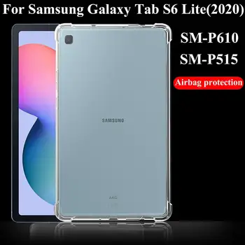 Kate Samsung Galaxy Tab S6 Lite 2020 Silikoonist pehme koorega TPÜ Turvapadi kaas Läbipaistev kaitse kott SM-P610/P615