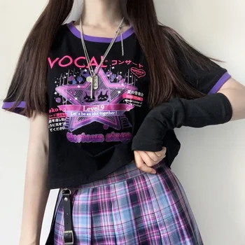 Kawaii Camisetas De Mujer Harajuku Küülik Graafiline Print T-Särgid Naistele 2021 Suvel Tee Särk Femme MINGLIUSILI Crop Top Naine