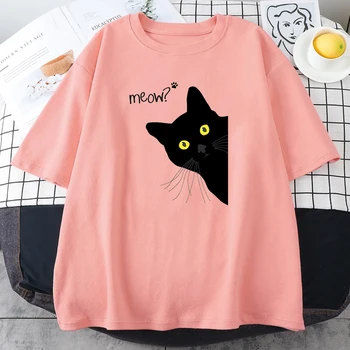 Kawaii Cartoon Must Kass Meow T-Särgid Tüdrukutele 2021 Suvel Pehmed Vabaaja T-Särk Korea Stiilis Uus Tees Ins Mood Naiste Tshirts