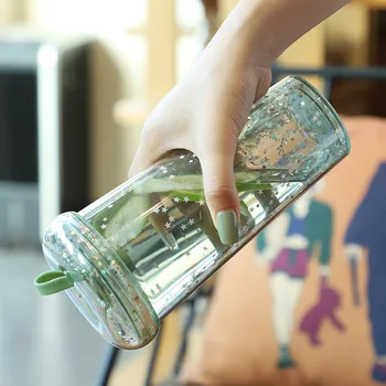 Kawaii Mull Tee Vee Pudel Plastikust Tass Õled Isoleeritud Drinkware Tee Mahla Tüdruk Vahuveini Pudelid Kooli BPA Vaba