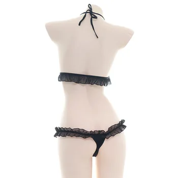 Kawaii Must Lehm Prindi Mini Backless Ühes Tükis Micro Bikini Kombekas Erootilise Sugu Kostüümid Bodysuit Naiste Seksikas Pesu