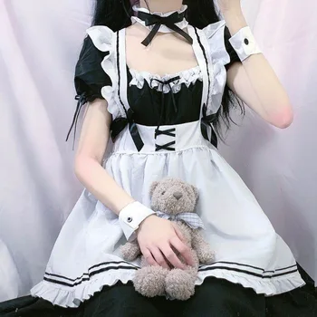 Kawaii Neiu Kleidi Lolita Neiu Cosplay Kostüümid Ühtne Jaapani Armas Milkmaid Seksikas Ettekandja Kleit Puhvis Varrukad Lolita kleit 43092