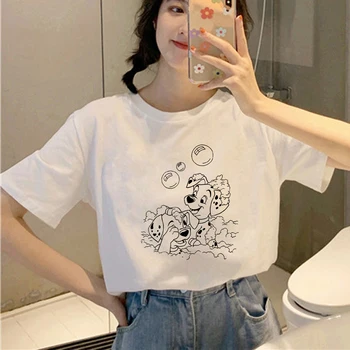 Kawaii Vähe Märgatud Koerte Pildid Tshirt Naiste Lühikese varrukaga, kanna T-Särk 101 dalmaatsia koerad Vintage T-särk Tüdruk Moe Harajuku Tops