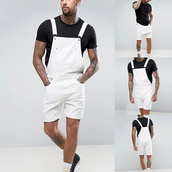 Kena Meeste Valge Lühikeste Traksipükste Suvel VogueJeans Püksid Meestele Streetwear Rinnatüki Üldiselt Kombekas Pop Pluss Suurus Tasku Suspender Püksid