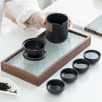 Keraamika Portselan Kung Fu Tee Set Teaware Tee Pott ja Tassi Komplekt Travel Tee Set Portatiivne Üks Pott ja Neli Tassi