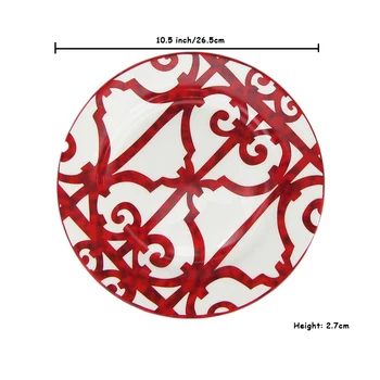 Keraamilised Praad Plaat Kohvi Tass Ja Alustass Luu Hiina Dinnerware Set Lääne-Toidu Salve Punane Muster 16799