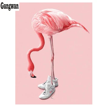 Kets Flamingo Pink 5D DIY Diamond Maali lindude ja Loomade Diamond Tikandid ristpistes Täielik Teemant mosaiik kodu Kaunistamiseks