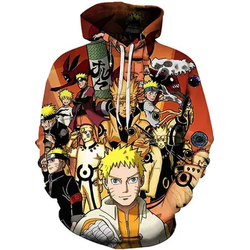 Kevadel, Sügisel Uus 3D-Printimine Narutoes Meeste Topp Teen Vabaaja Hip-Hop Lapsed Poiste Dressipluus Koomiks Anime Pullover Kampsun Hoody