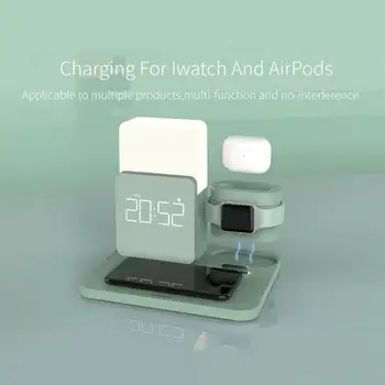 Kiire Juhtmeta Laadija Seisab IPhone Apple Vaata 3 1 Juhtmega Laadimiseks Dokis Jaama Jaoks Airpods IWatch Öösel Kella Valgus