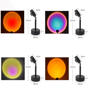 Kiire kohaletoimetamine Led Night Light USB-Vikerkaar Projektor Päikeseloojangut Lamp kohvik Baar Teenetemärgi Lamp Magamistuba Atmosfääri Lamp Kingitus
