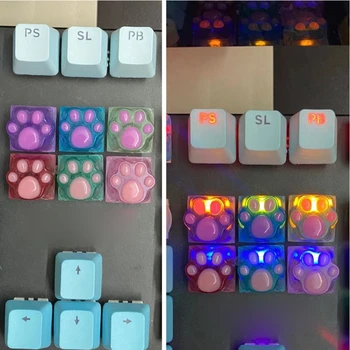 Kitty Paw Kass Käpad OEM Vaik Keycap RGB Läbipaistev Vaik Keycap jaoks Cherry MX Lülitid Mehaaniline Klaviatuur