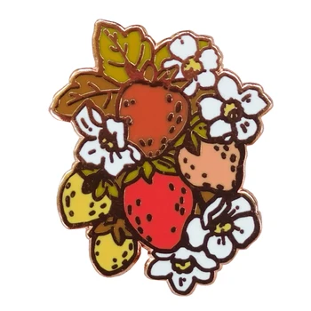 Kitši maasika emailiga pin-magus puuvilja-lille pross jätab märgi kevadel ehted naiste kingitus