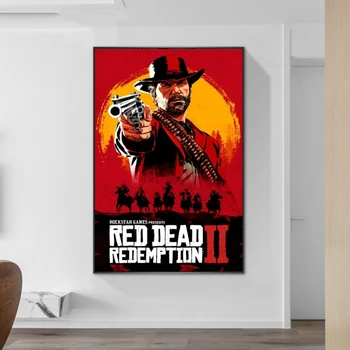 Klassikaline Film Home Decor Plakat Red Dead Redemption 2 Seina Art Printimine Lõuendile Maali Tuba Decor Seina Kleebised