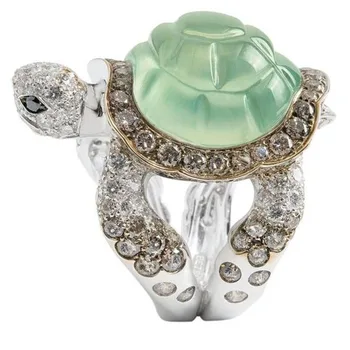 Klassikaline Mood Armas Kilpkonn Rõngad Roomata Loomade Green Turtle Shell Rhinestone Rõngad Naiste Tüdruk Glamuuri Ehted