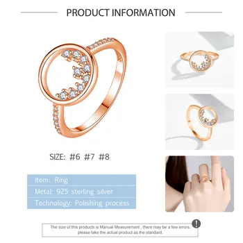 Klassikalises Stiilis Rose Gold Crystal Sõrmus 925 Sterling Hõbe Mood Ring Ring Tsirkoon Sõrmustes Naiste Pulm Ehteid