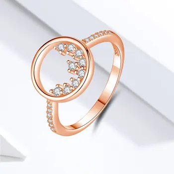 Klassikalises Stiilis Rose Gold Crystal Sõrmus 925 Sterling Hõbe Mood Ring Ring Tsirkoon Sõrmustes Naiste Pulm Ehteid