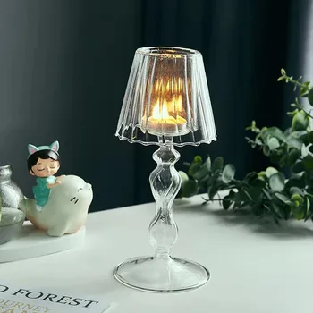 Kodu Kaunistamiseks Ornament Põhjamaade Nostalgiline Klaas Küünal Omanik Elutuba Ekraan Sisustus Mini Table Lamp Modle Küünlajalg 164473