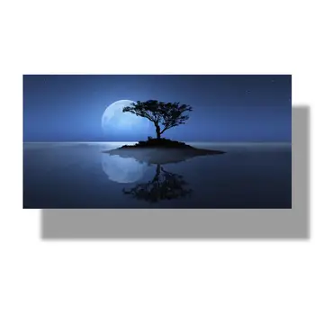 Kodu Kaunistamiseks plakat Seina Art Modulaarne Pildid Lõuend 1 Tükki Abstract Tree Blue Moon Night Scene maastikumaal HD Prindi