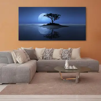 Kodu Kaunistamiseks plakat Seina Art Modulaarne Pildid Lõuend 1 Tükki Abstract Tree Blue Moon Night Scene maastikumaal HD Prindi