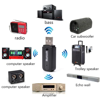 Kodu Kõlar 3,5 MM Jack Bluetooth-ühilduva Vastuvõtja Liides 1 USB Wireless Music Stereo Vastuvõtja Adapter Krüpteeritud Audio