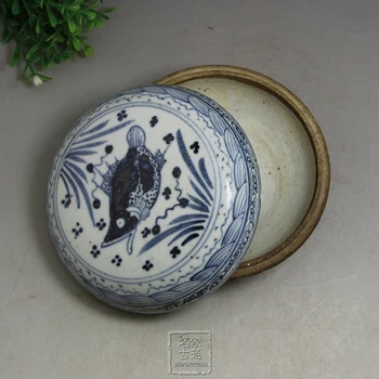 Kogumise peen antiikne portselan kohta Ming ja Qing Dünastiate Käsitöö makrell värvitud Rouge box Kodu Sisustamiseks handicr