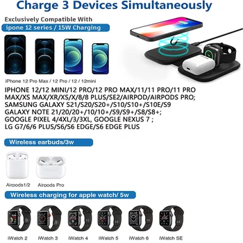 Kokkuklapitavad 3in1 Magnet Juhtmeta Laadijaid Pad Qi Smart Kiire Laadimine Jaama Magsafe iPhone 12 pro Max peakomplekt iwatch laadija