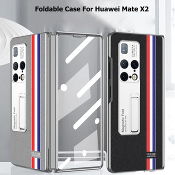 Kokkupandav Puhul Huawei Mate X2 360 Täielikult Kaitsev Katmine Juhul Karastatud Klaas film Huawei Mate X2 5G Nahast Kate